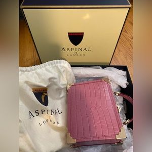 NIB ASPINAL OF LONDON Mini Leather Trunk Bag in Dark Dusty Pink